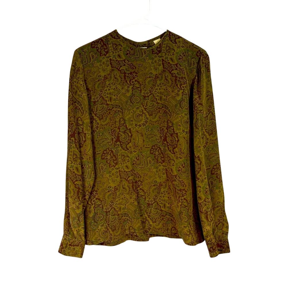 Dana Buchman 100% Silk Long Sleeve Back Button Down Top Size 6 1104